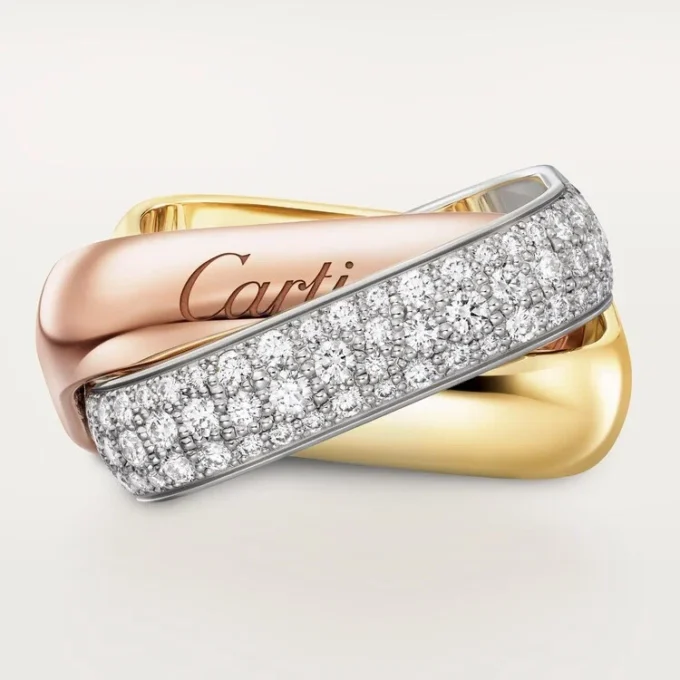 Trinity Ring, Cushion-Shaped, Large Model, Half-Paved
