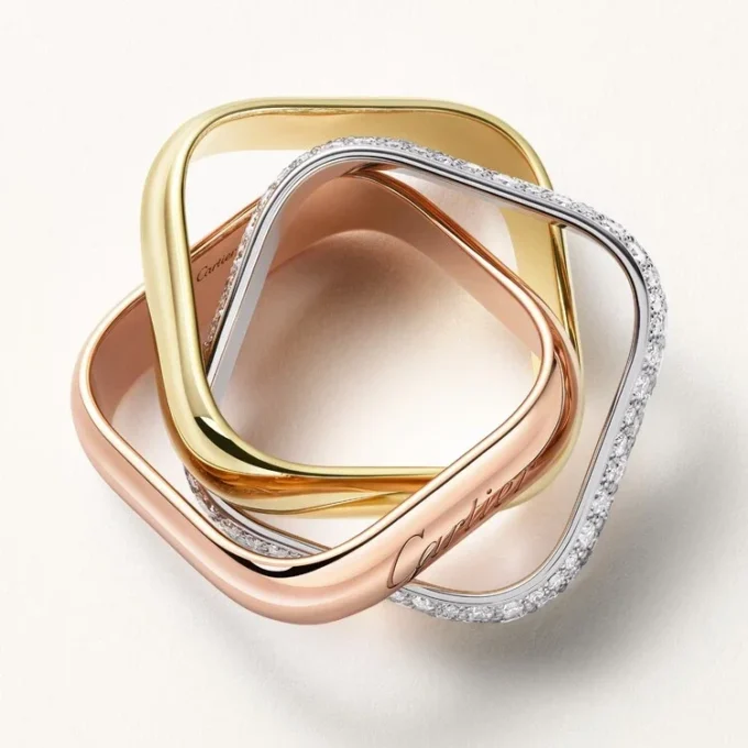 Trinity Ring, Cushion-Shaped, Large Model, Half-Paved