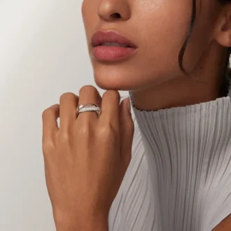 Trinity Ring, Cushion-Shaped, Medium Model, Half-Paved