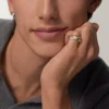 Trinity Ring, Cushion-Shaped, Medium Model, Half-Paved Trinity Ring, Cushion-Shaped, Medium Model, Half-Paved