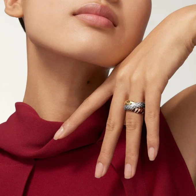 Trinity Ring, Lacquer, Half-Paved Trinity Ring, Lacquer, Half-Paved