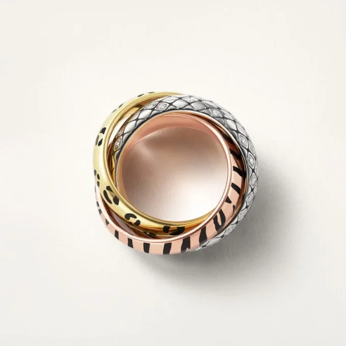 Trinity Ring, Lacquer, Half-Paved Trinity Ring, Lacquer, Half-Paved