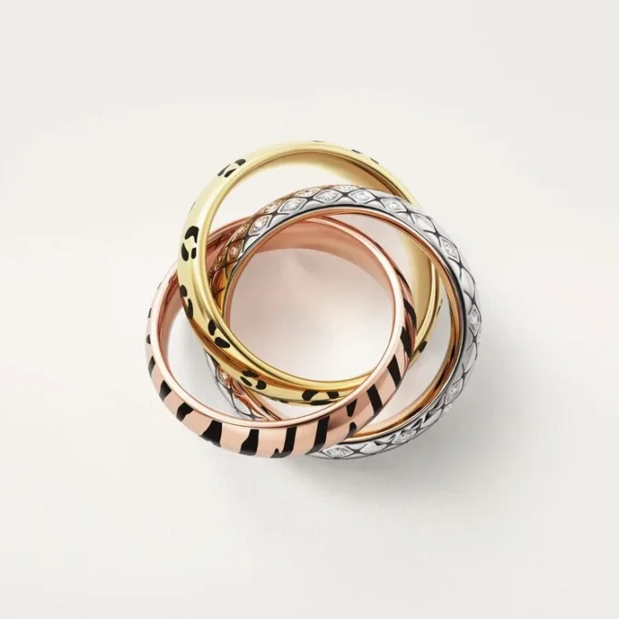 Trinity Ring, Lacquer, Half-Paved Trinity Ring, Lacquer, Half-Paved