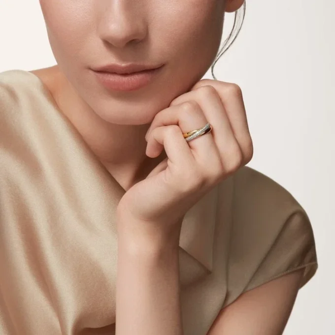 Trinity Ring, Small Model, Half-Paved Trinity Ring, Small Model, Half-Paved