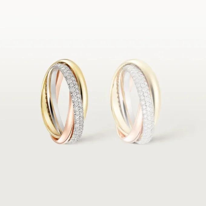 Trinity Ring, Small Model, Half-Paved Trinity Ring, Small Model, Half-Paved