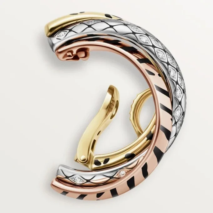 Trinity Single Earring, Lacquer, Half-Paved Trinity Single Earring, Lacquer, Half-Paved