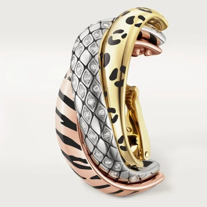 Trinity Single Earring, Lacquer, Half-Paved Trinity Single Earring, Lacquer, Half-Paved