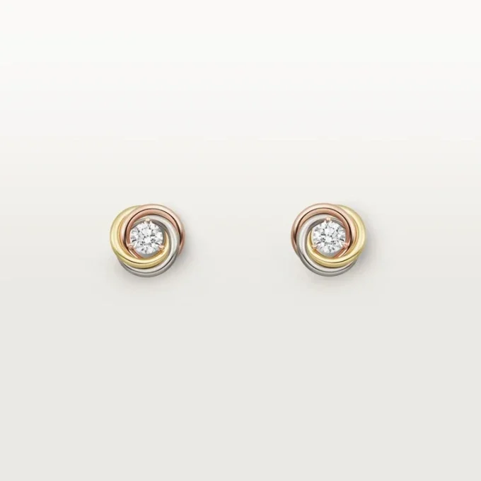 Trinity Stud Earrings, 2 Diamonds