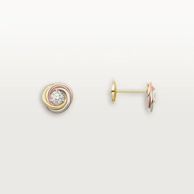 Trinity Stud Earrings, 2 Diamonds