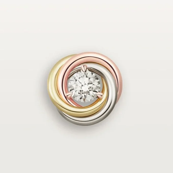 Trinity Stud Earrings, 2 Diamonds