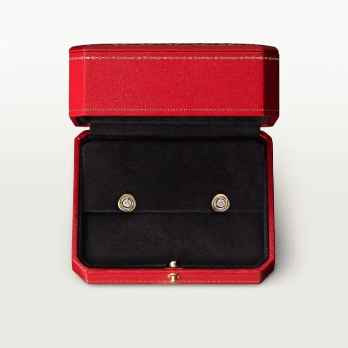 Trinity Stud Earrings, 2 Diamonds