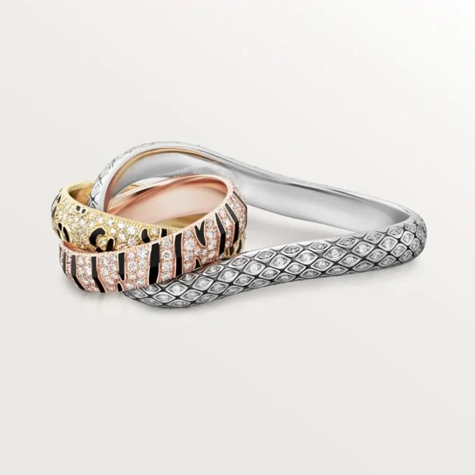Trinity Two-Finger Ring, Lacquer, Paved Trinity Two-Finger Ring, Lacquer, Paved