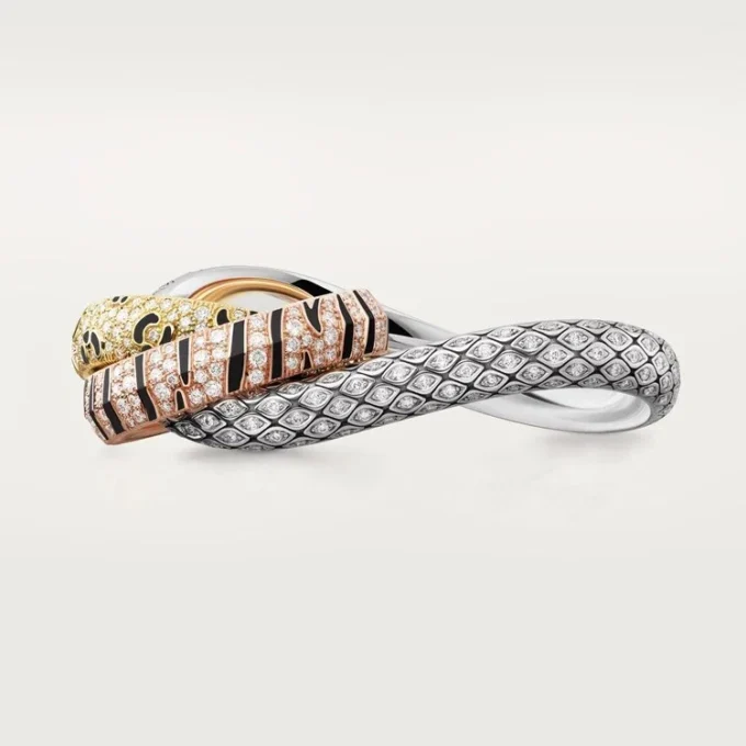 Trinity Two-Finger Ring, Lacquer, Paved Trinity Two-Finger Ring, Lacquer, Paved