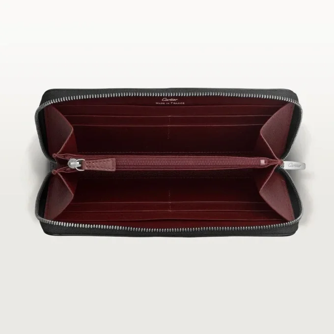 Zipped International Wallet, Must De Cartier – Black Calfskin, Palladium Finish – Cartier Zipped International Wallet, Must De Cartier – Black Calfskin, Palladium Finish – Cartier